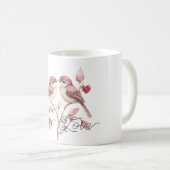 Rote Herzen Wahre Liebe Vögel Kaffeetasse (VorderseiteRechts)
