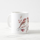 Rote Herzen Wahre Liebe Vögel Kaffeetasse (Vorderseite Links)