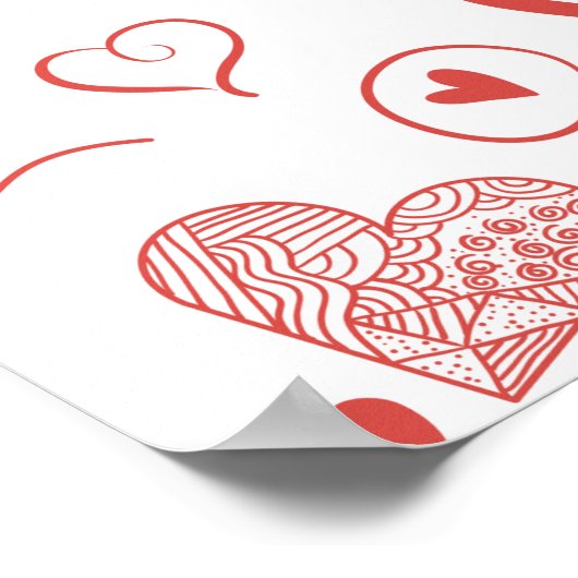 rote Herzen - weißer Hintergrund Poster (Ecke)