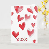 Rote Herzen XOXO Karte (Gelbe Blume)