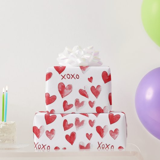 Rote Herzen XOXO Valentinstag Geschenkpapier (Partygeschenke)