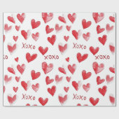 Rote Herzen XOXO Valentinstag Geschenkpapier (Flach)