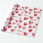 Rote Herzen XOXO Valentinstag Geschenkpapier (Ungerollt)
