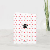 Rote Herzen Zeichnend mit Dog Paw Print Background Karte (Rückseite)