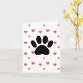 Rote Herzen Zeichnend mit Dog Paw Print Background Karte (Gelbe Blume)