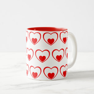 Rote Herzen Zweifarbige Tasse