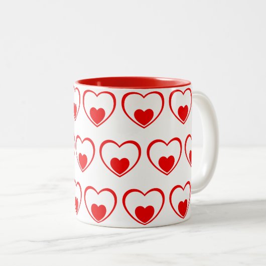 Rote Herzen Zweifarbige Tasse (VorderseiteRechts)