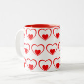 Rote Herzen Zweifarbige Tasse (Vorderseite Links)