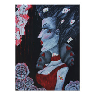 Rote Herzenskönigin Alice Wunderland Fantasy-Kunst Fotodruck