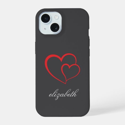 rote Herzform farbenfroher Hintergrund personalisi iPhone 15 Hülle (Rückseite)