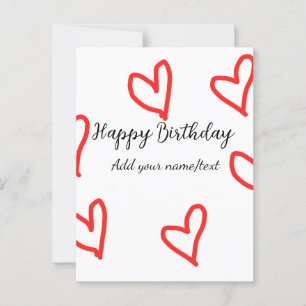 Rote Herzform Glücklicher Geburtstag Text zum Hinz Postkarte