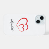 rote Herzform mit personalisiertem Hintergrund iPhone 15 Hülle (Rückseite (Horizontal))