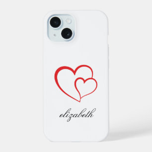 rote Herzform mit personalisiertem Hintergrund iPhone 15 Hülle