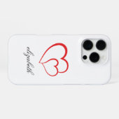 rote Herzform mit personalisiertem Hintergrund iPhone Hülle (Rückseite (Horizontal))