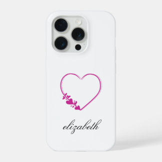 rote Herzform mit personalisiertem Hintergrund iPhone 15 Pro Hülle