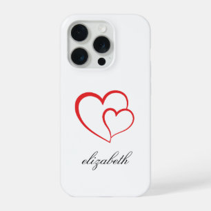 rote Herzform mit personalisiertem Hintergrund iPhone 15 Pro Hülle