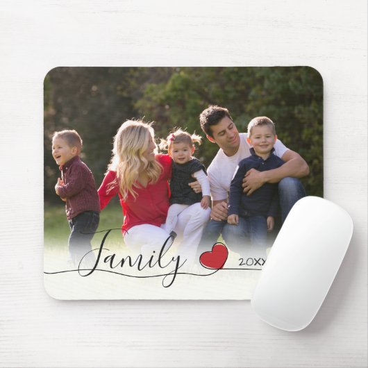 Rote Herzkalligraphie | Horizontales Foto Mousepad (Mit Mouse)