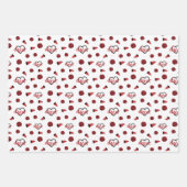 Rote Herzklopfe, Pom Poms, Megaphone Muster Geschenkpapier Set (Vorderseite)