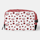 Rote Herzklopfe, Pom Poms, Megaphone Muster Waschbeutel (Rückseite)
