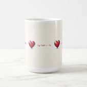 Rote Herzmuster auf Sahne-Zeichnung Kaffeetasse (Mittel)