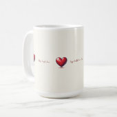 Rote Herzmuster auf Sahne-Zeichnung Kaffeetasse (Vorderseite Links)