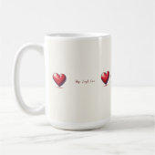 Rote Herzmuster auf Sahne-Zeichnung Kaffeetasse (Links)