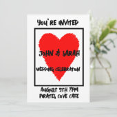 ROTE HERZSCHREIBUNGEN EINLADUNG (Stehend Vorderseite)