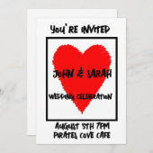 ROTE HERZSCHREIBUNGEN EINLADUNG (Vorne/Hinten)