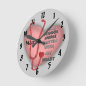 Rote Herzschule Runde Wanduhr (Winkel)
