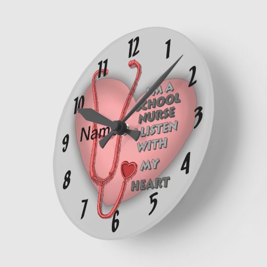 Rote Herzschule Runde Wanduhr (Winkel)