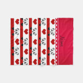 Rote Herzstreifen des personalisierten weißen Fleecedecke (Vorderseite (Horizontal))