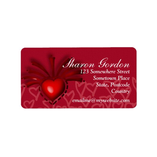 Rote Herzwerke Adressaufkleber (Vorne)