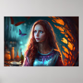 Rote Hexe, Blau Mit Augen, Redhead-Schönheit Poster (Vorne)