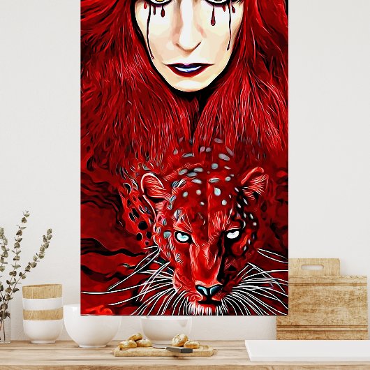 Rote Hexe Frauen und Leopard bekannte Kunst Poster (Küche)