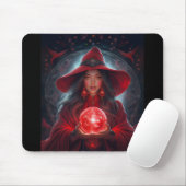 Rote Hexe mit Kristallkugel und atemberaubendem Hi Mousepad (Mit Mouse)