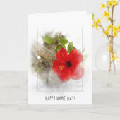 Rote Hibiskus-Blume Aufgabetag Karte (Gelbe Blume)