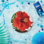 Rote Hibiskus-Blume Pappteller (Party)