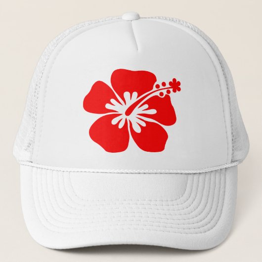 Rote Hibiskus-Blume Truckerkappe (Vorderseite)