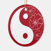 Rote Hibiskus-Blume Yin Yang Keramik Ornament (Links)