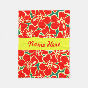 Rote Hibiskus-Blumen-tropischer hawaiischer Dekor Fleecedecke