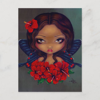 "Rote Hibiskus Fairy" Postkarte