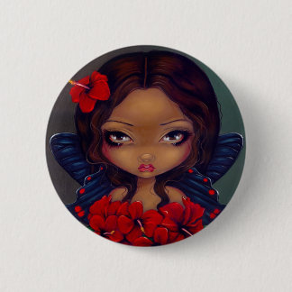 "Rote Hibiskus-Fee-" Knopf Button