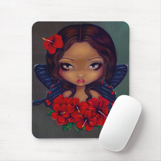"Rote Hibiskus-Fee" Mousepad (Mit Mouse)