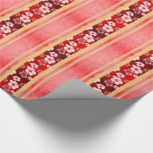 Rote Hibiskus Honu Streifen Geschenkpapier (Ecke)
