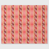Rote Hibiskus Honu Streifen Geschenkpapier (Flach)