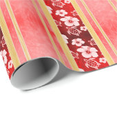 Rote Hibiskus Honu Streifen Geschenkpapier (Rolleneckpunkt)