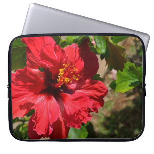 Rote Hibiskus-Laptoptasche Laptopschutzhülle