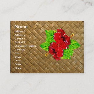 Rote Hibiskus Lauhala Geschäfts-Karten Chubby Visitenkarte