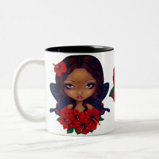 Rote Hibiskus Tiki Fee Zweifarbige Tasse