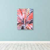 Rote Hibiskusblüte Expressionist Leinwanddruck (Insitu (Holzboden))
